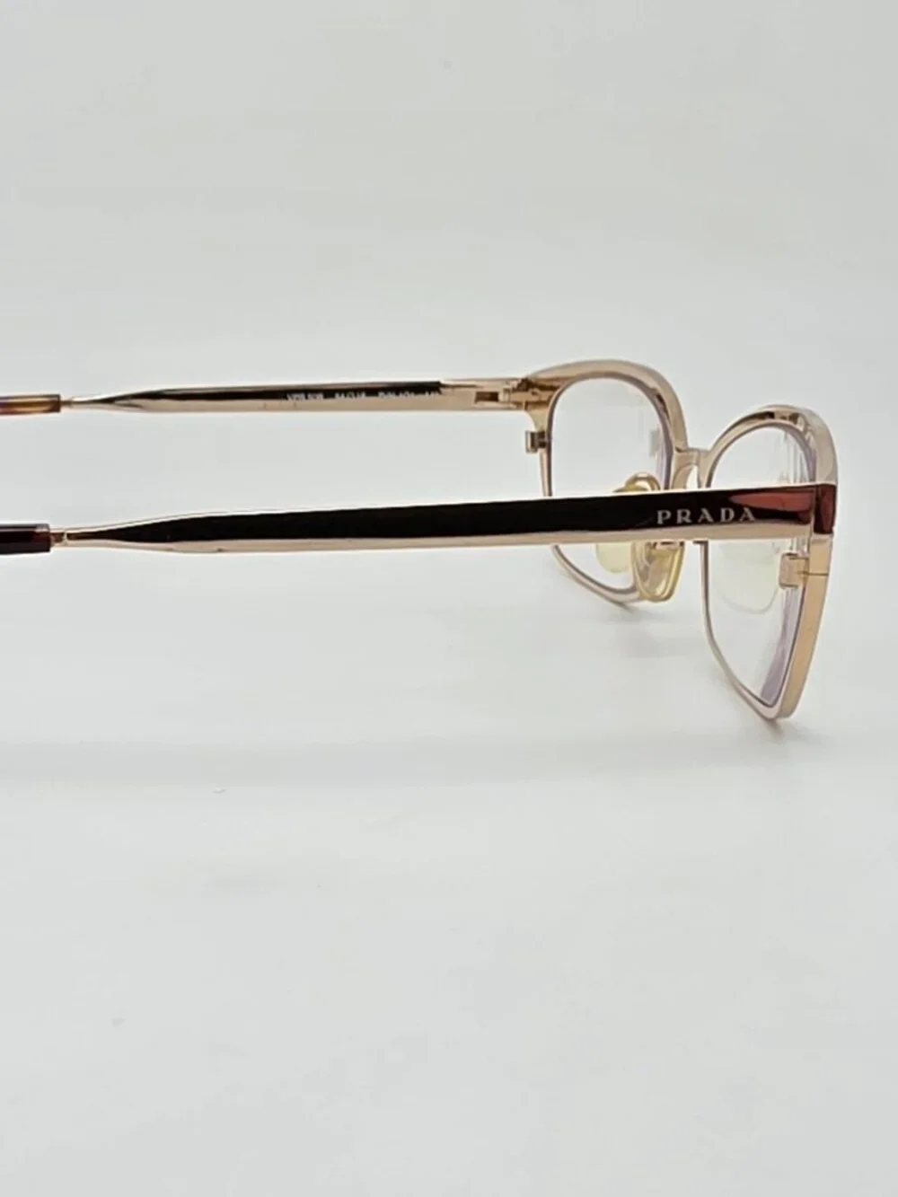 Prada VPR 50R ZVN-1O1 Brown Pale Gold Titanium Cat Eye Eyeglasses Frame Japan